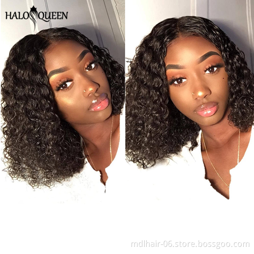 Jerry Curly 13x4 Lace Front Wig Short Bob Frontal Human Hair Wigs Deep Wave Brazilian Remy Pre Plucked 4x4 Closure 180% Density